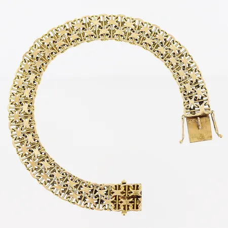 Armband, X-länk med stav, 18,5cm, bredd 10mm, 18K. Vikt: 18 g