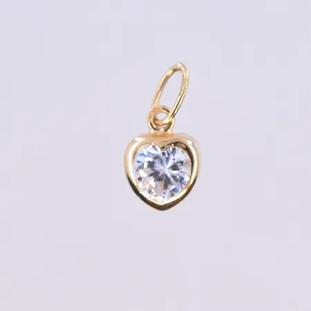 Hänge med vit sten, längd 12 mm, bredd 5 mm, 18K. Vikt: 0,3 g