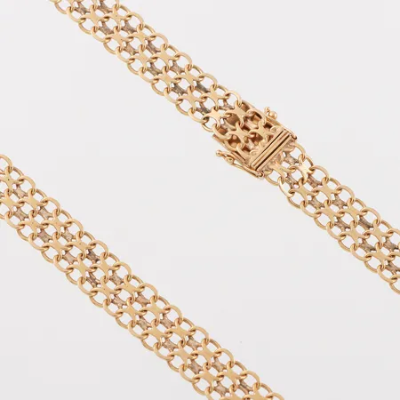 Collier X-länk, Andrens Guldvaror Köping 1966, längd ca 42 cm, bredd 9.4 mm, 18k. Vikt: 33,3 g