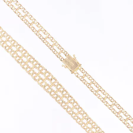 Halscollier doserad Bismarck, dubbelradig, 46cm, bredd 8-14mm, bruksslitage, 18K Vikt: 32,3 g