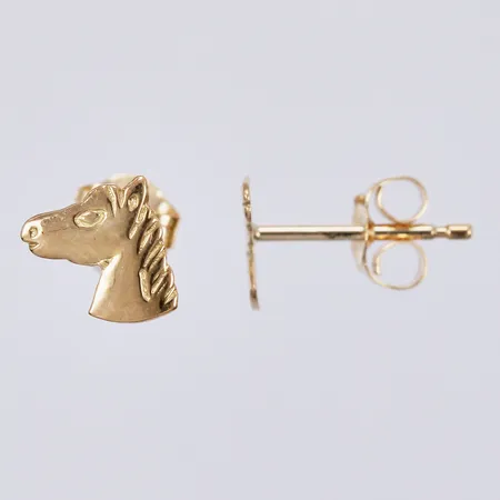 Ett par örhängen, hästhuvud, Ø ca 6-8mm, 18K  Vikt: 0,5 g