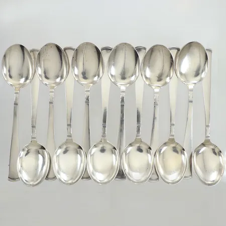 12 Dessertskedar, längd 15cm, modell Rosenholm, silver Vikt: 342,8 g