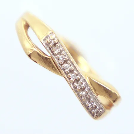 Ring tvåfärgad, Ø17¼, diamanter 9x ca. 0,005ct, 18K Vikt: 4,1 g