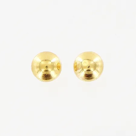Ett par örhängen, kulor Ø5,5mm, ihålig, stopp saknas, bucklor, 18K.  Vikt: 0,4 g