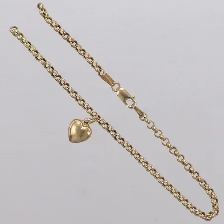 Armband Ärtlänk med berlock, längd 17,5cm, bredd 2,8-14mm, trasig (av i länk), 18K  Vikt: 2,6 g