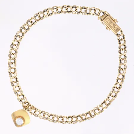 Armband Bismarck med berlock, 18cm, bredd 4mm, bruksslitage, 18K Vikt: 7 g