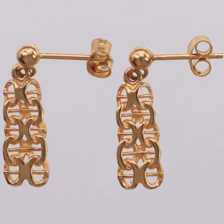 Ett par örhängen, X-länk med stav, 20mm, stift, 18K Vikt: 1,9 g