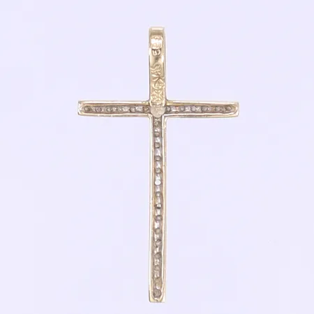 Hänge kors med diamanter 32xca 0,005ct, 24x14mm, saknar en diamant, 14K Vikt: 0,5 g