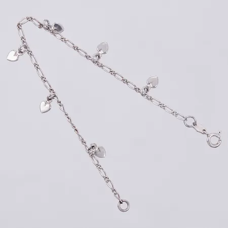 Armband med hjärtan, längd: ca 19cm, bredd: ca 2-5mm, 925/1000, silver Vikt: 3,7 g