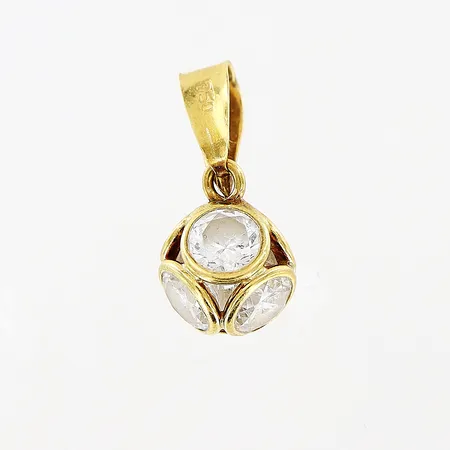 Hänge, vita stenar, 6,5x14,5mm, 18K Vikt: 0,9 g