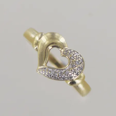 Ring hjärta med diamanter, Ø 18 mm, 18K Vikt: 3,2 g