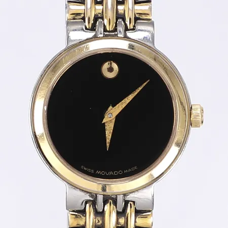 Damur Movado quartz Ø25mm, ref 81E41845, stål och stållänk, safirglas, smärre repor