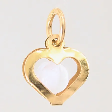 Hänge hjärta med vit sten, 11x9mm, 18K  Vikt: 0,5 g