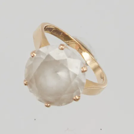 Ring, Ø17, bredd:13mm, bergkristall, 18K 5,8g.