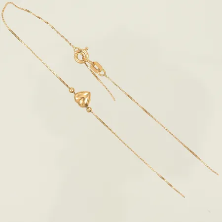 Kedja venezia med berlock hjärta, 20cm, bredd 1mm, trasig av, 18K 1,1g