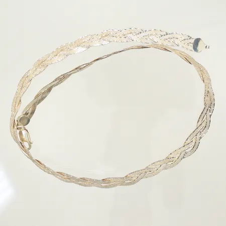 Halsband flätad, 43cm bredd 8mm, silver 925/1000-delar 18,3g Vikt: 18,3 g