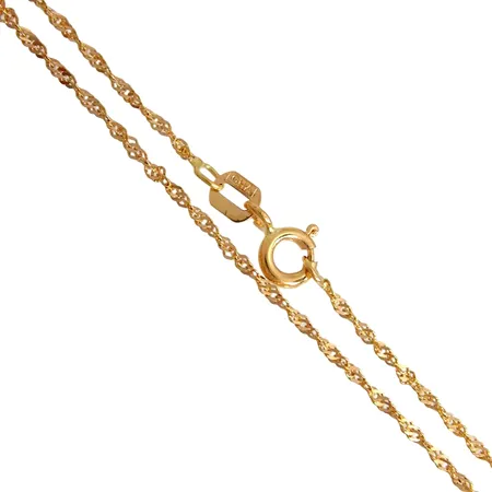 Halskedja Singapore, 18K guld, Guldfynd (GHA), längd 42,0 cm, bredd 1,1 mm, fint skick Vikt: 1,3 g