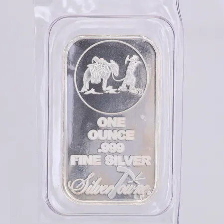 Silvertacka, Silvertowne, ett ounce, 50 x 28 x 2,3mm, finsilver 999/1000 i försluten förpackning Vikt: 31,1 g