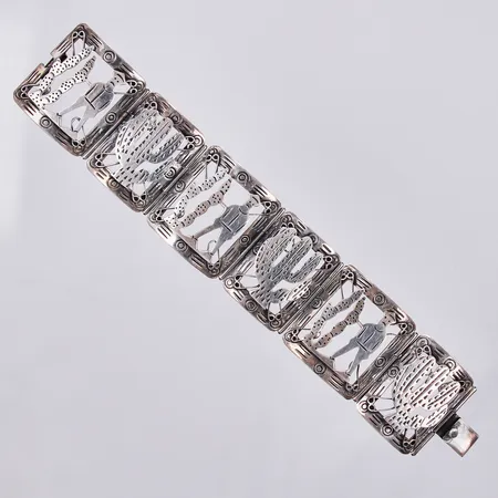 Halvstelt armband, längd: ca 17cm, bredd: ca 34mm, 925/1000, silver Vikt: 37,2 g