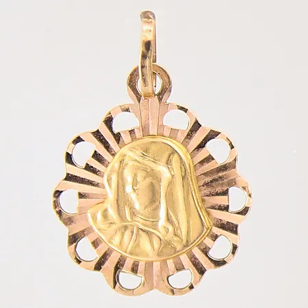 Hänge, Jungfru Maria, Ø14,2mm, 14K  Vikt: 1,2 g