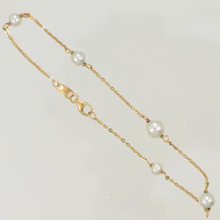 Armband med pärlor, längd, ca 19cm, bredd, 1-5mm, 18K (bruttovikt 2,1g) guldvikt ca 0,7g 