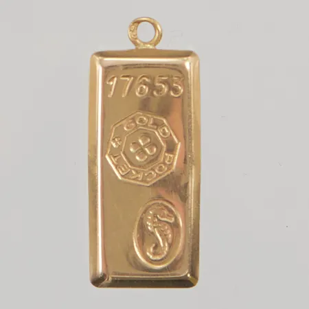 Hänge, "tacka", 13mm, ihålig, 18K 1,2g.