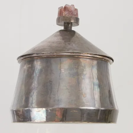 Burk, höjd ca 10,5cm, Ø9,5cm, Gustaf Fors Silversmed, 1978, rå ametist, Piteå, 830/1000 Silver 245,6g.