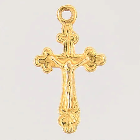 Hänge kors, längd: 15mm, bredd: 2,1-9,1mm, ögla saknas, ostämplad 21K Vikt: 0,6 g