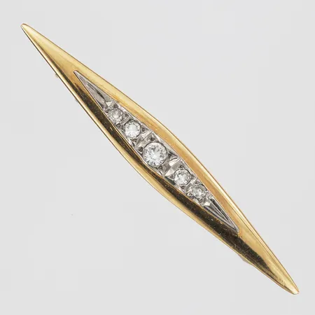 Brosch med vita stenar, 50mm, 18K Vikt: 3 g