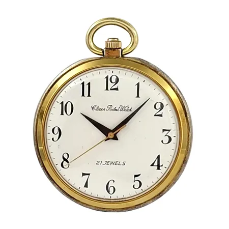 Fickur / frackur Citizen Pocket Watch, guld på stål, Ø43 mm, manuell - fullt fungerande, bruksmärken, 39g