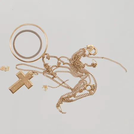 Diverse guld, defekt/gravyr, 18K 12,3g.