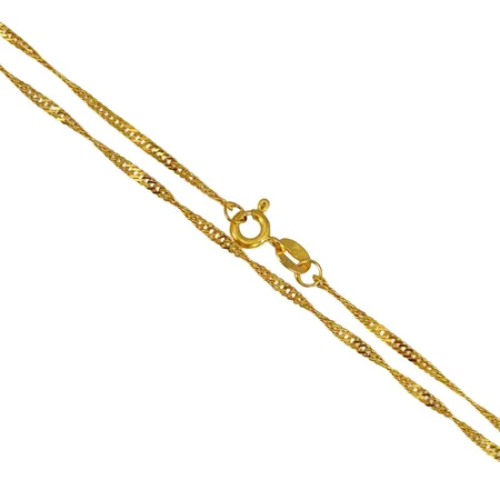 Halskedja Singapore, 18K guld, utrikiska stämplar, längd 41,5 cm, bredd 1,5 mm Vikt: 2,5 g