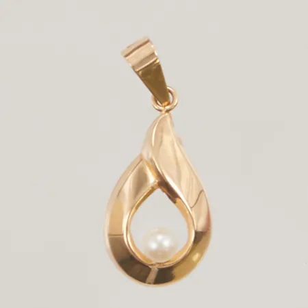 Hänge, 21mm, pärla, 18K 1,1g.