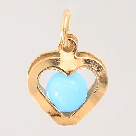 Hänge hjärta med blå sten, 11x9mm, 18K  Vikt: 0,5 g