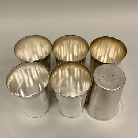 6 Bägare, Ø6,3cm, höjd 9cm, repor, Emanuelssons Guldsmide, 830/1000 silver,  Vikt: 688,9 g