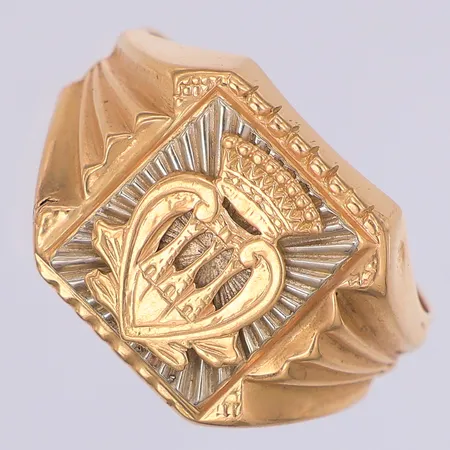 Klackring, mönstrad, stl 21½, 18K Vikt: 8,5 g