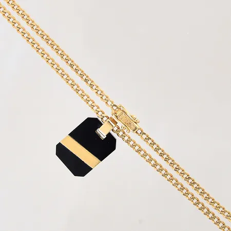 Kedja Pansar med integrerat hänge med sten samt gulddetalj, längd 53,5cm, bredd 3-24mm, 18K Vikt: 19,6 g