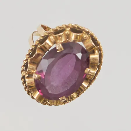 Ring, Ø17½, bredd:23mm, lila sten, något skev skena, 18K 6,2g.