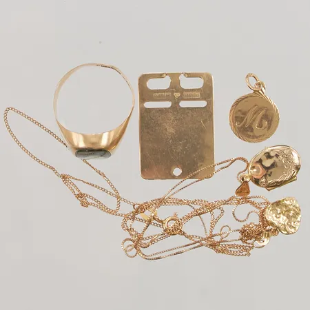 Diverse guld, defekt/gravyr, 18K 10,3g.