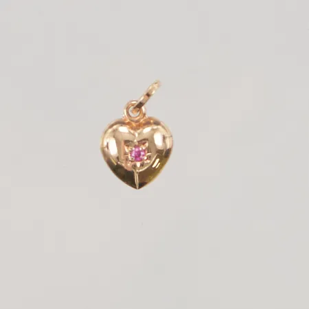 Hänge, "hjärta", 10mm, rosa sten, 18K 0,5g.