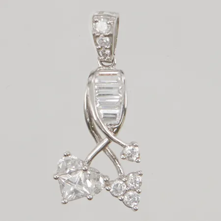 Hänge, 24x13mm, vita stenar, 18K 3,1g.