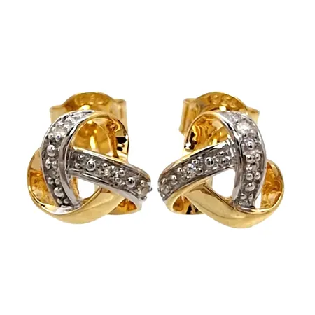 Örhängen Knutar, 18K guld, Diamanter 4 x 0,003ct, Guldfynd (GHA), storlek 8x8 mm, originalploppar, fint skick Vikt: 1,7 g