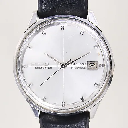 Herrur Seiko Sea Lion M55 Selfdater, stål, automatisk, ref-nr: 6205-8960, serie-nr: 5503146, kaliber: 6205B, datum, Ø36mm, läderband med slitage, repor samt nagg på plexiglas, repig boett, inga tillbehör 