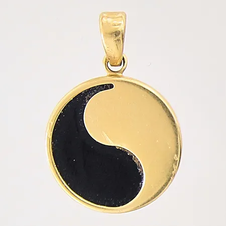 Hänge med svart sten, Ø15,4mm, GHA, 18K Vikt: 2 g