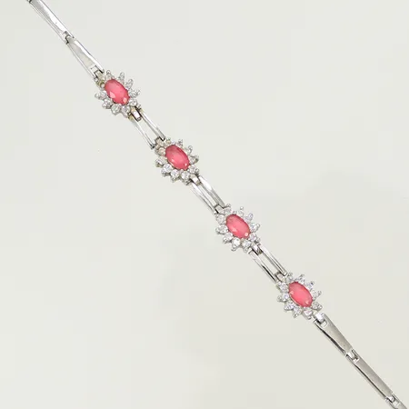 Armband med vita och röda stenar, 17cm bredd 2-7mm, silver 925/1000-delar 6,2g Vikt: 6,2 g