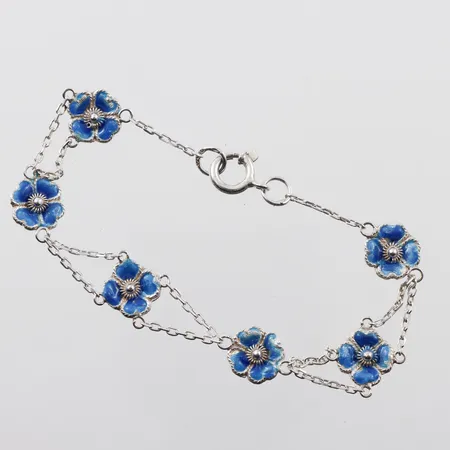 Armband med blommor, längd 15,5cm, silver Vikt: 3,3 g