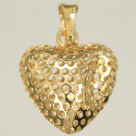 Hänge hjärta (perforerad) 16x16x10mm exkl ögla, buckla, 14K Vikt: 1,3 g