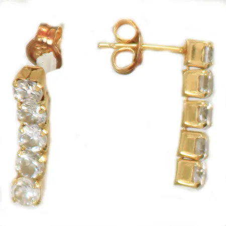 Ett par örhängen ledade med 10 vita stenar, 16x3 mm, 18K 1,5g totalt.