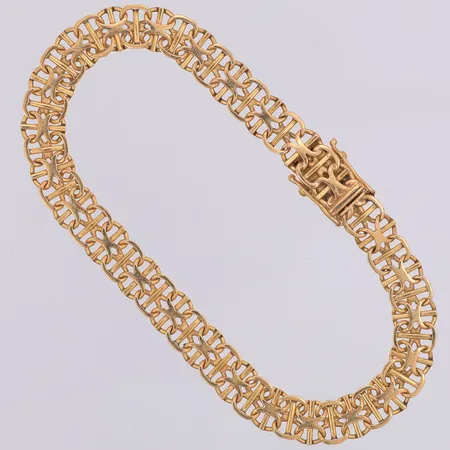 Armband, X-länk med stav, 19,5cm, 7,2mm, 18K Vikt: 12,1 g