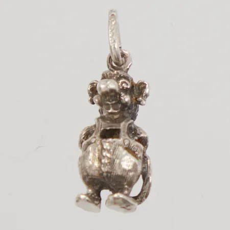 Hänge, troll, längd inklusive ögla 21mm, bredd 7,7mm, öppen ögla, silver,  Vikt: 2,7 g